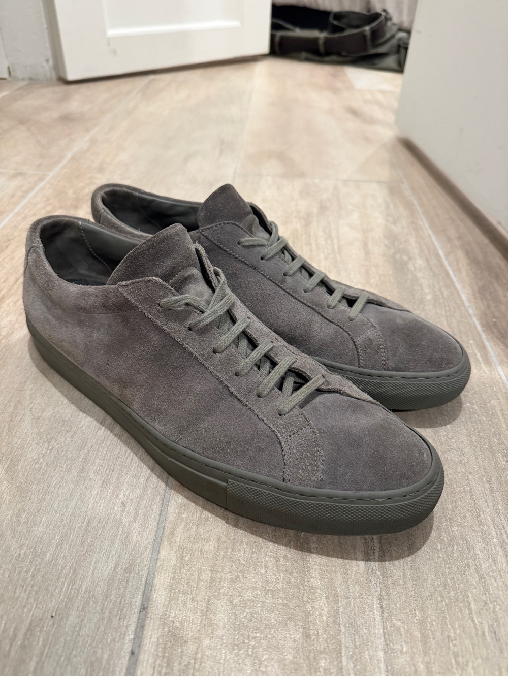 Common Projects Gray Suede Low-Top Sneakers in Charcoal